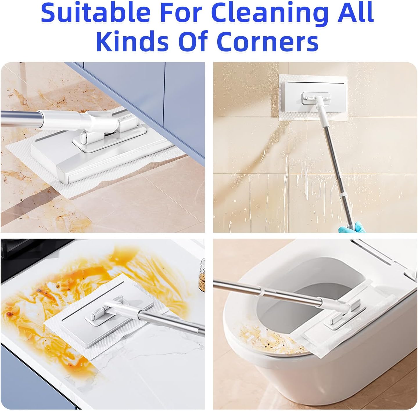 Mini Sweeper Mop No-Touch Dirty Cleaning Flat Dust Mop for Dry Wet Disposable Pads, Multi Surface Mop Floor Mopping and Sweeping Cleaning Head for House Wall Bathroom Toilet Corners Door Window