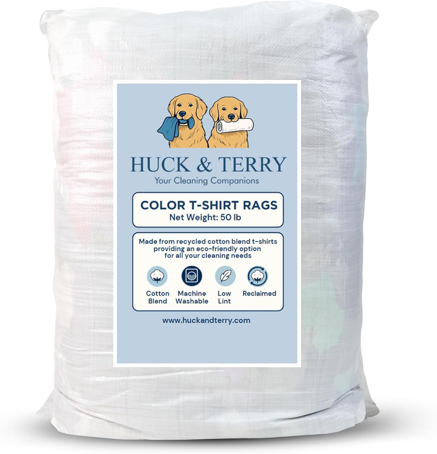 Huck & Terry Tshirt Bag of Rags Multicolored (50LB), Cotton Blend, Paint Cloth and Multipurpose, Kitchen, Auto, Staining Rags, Lint Free Absorbent Washable 18 x 18 in