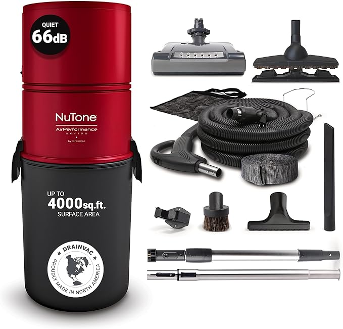 Broan-nutone 550 Air watts Residential Central Vacuum System Premium Electric Tool Set for Cleaning Floors, Carpets - Anti-Vibration, Powerful Suction