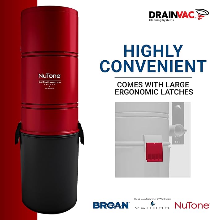 Broan-nutone 650 Air watts Residential Central Vacuum System - Advanced HEPA Filtration with 99.97% dust and microparticle Capture, Anti-Vibration, Powerful Suction