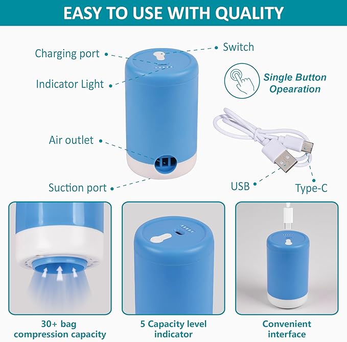 26 Pack Space Saver Storage Bags with Electric Air Pump