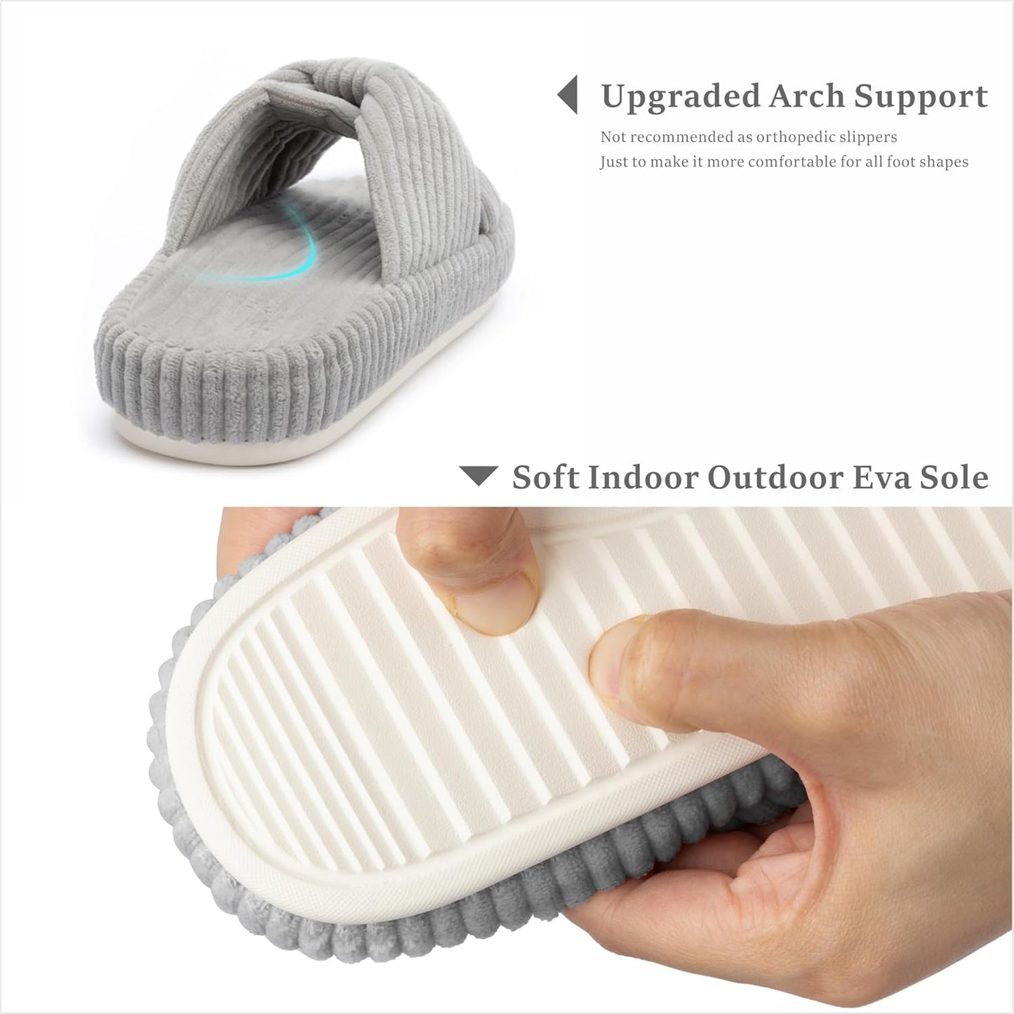 Chantomoo Slippers for Women Memory Foam House Bedroom Corduroy Bow Crossbands Slide Slipper Shoes Comfy Trendy Gift Slippers