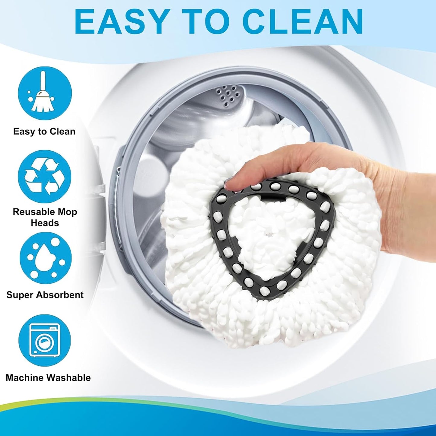 8-Pack Reusable Mop Head Replacement for O Cedar Easywring 1-Tank System, Microfiber Spin Mop Refills Compatible with Vileda 2-in-1 Turbo Triangle