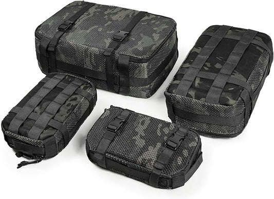 4 Set Tactical Packing Cubes ，Compressible Mesh Duffle Storage Bag,Portable Edc Molle Pouch Organizer.