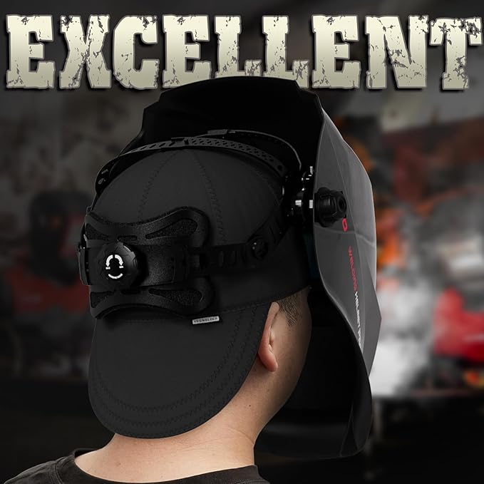 YESWELDER Welding Cap, All Black Style 7-1/4", Heat-Resistant Reversible Durable Protective Welders Cap
