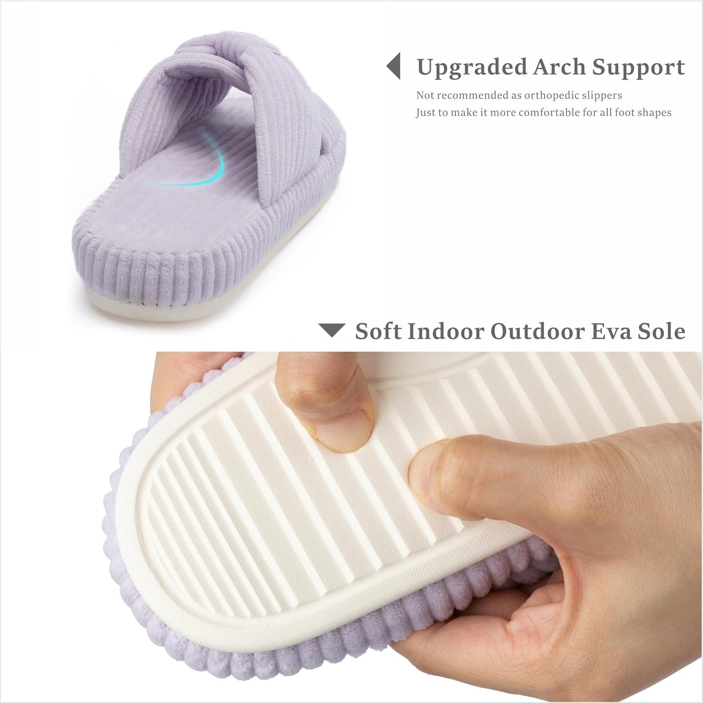 Chantomoo Slippers for Women Memory Foam House Bedroom Corduroy Bow Crossbands Slide Slipper Shoes Comfy Trendy Gift Slippers