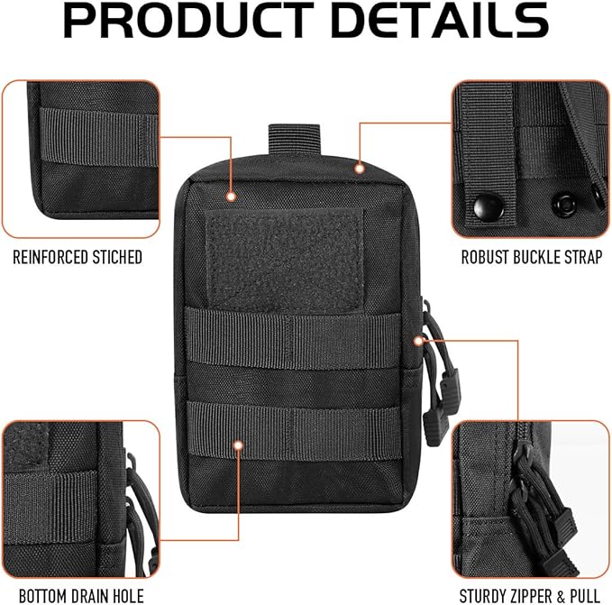 Gogoku 3 Pack Molle Pouch Combo Water Bottle Pouch Holder Tactical Molle Pouches Compact Utility Waist Bag Pack