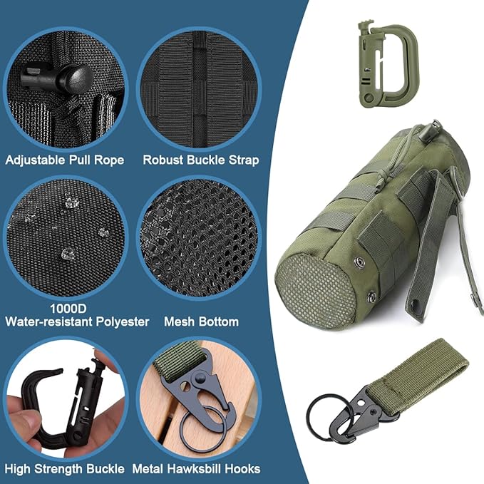 MUCHER 3 Pack Molle Pouches Tactical Pouches EDC Pouch Organizer Molle Bag Utility Pouch with 3 Carabiners and Key Rings for Outdoor Hiking Camping Training