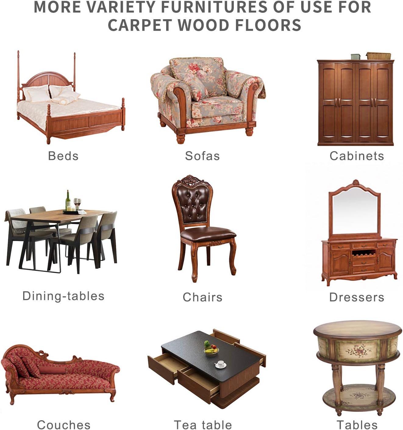 Ezprotekt 8 Pack Large Furniture Movers Sliders for Carpet, 9 1/2" x 5 3/4" Reusable Oval Furniture Moving Pads for Heavy Bed Sofa Fridge Couch Cabinet, Move Items Quickly and Easily (Brown)