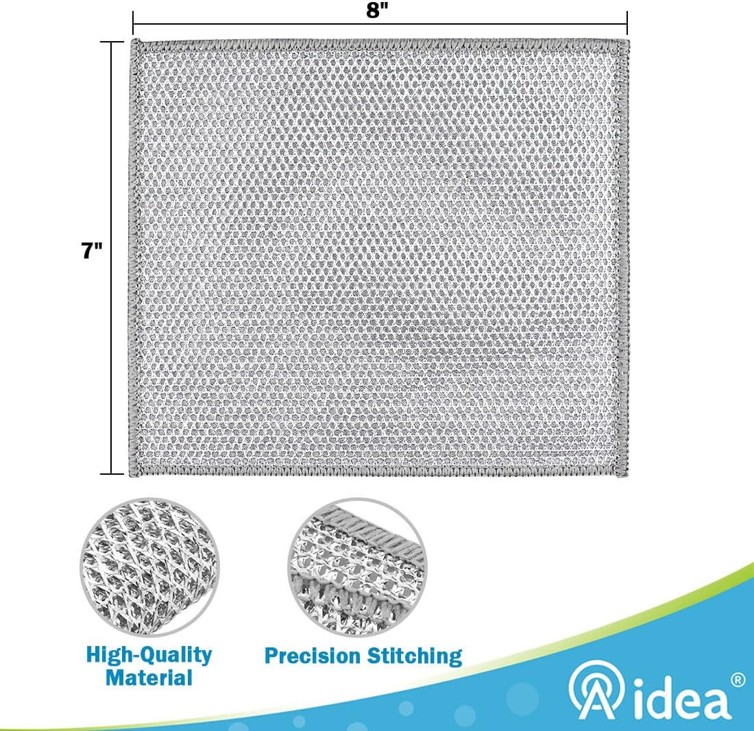 AIDEA Non Scratch Wire Dishcloth 24PK, Wire Dishwashing Rag for Wet and Dry, Washable Dish Rags No Odor, Cleaning Pads Steel Scrubber for Cookware, Sinks, Dishes, Stove Tops, 7"×8"