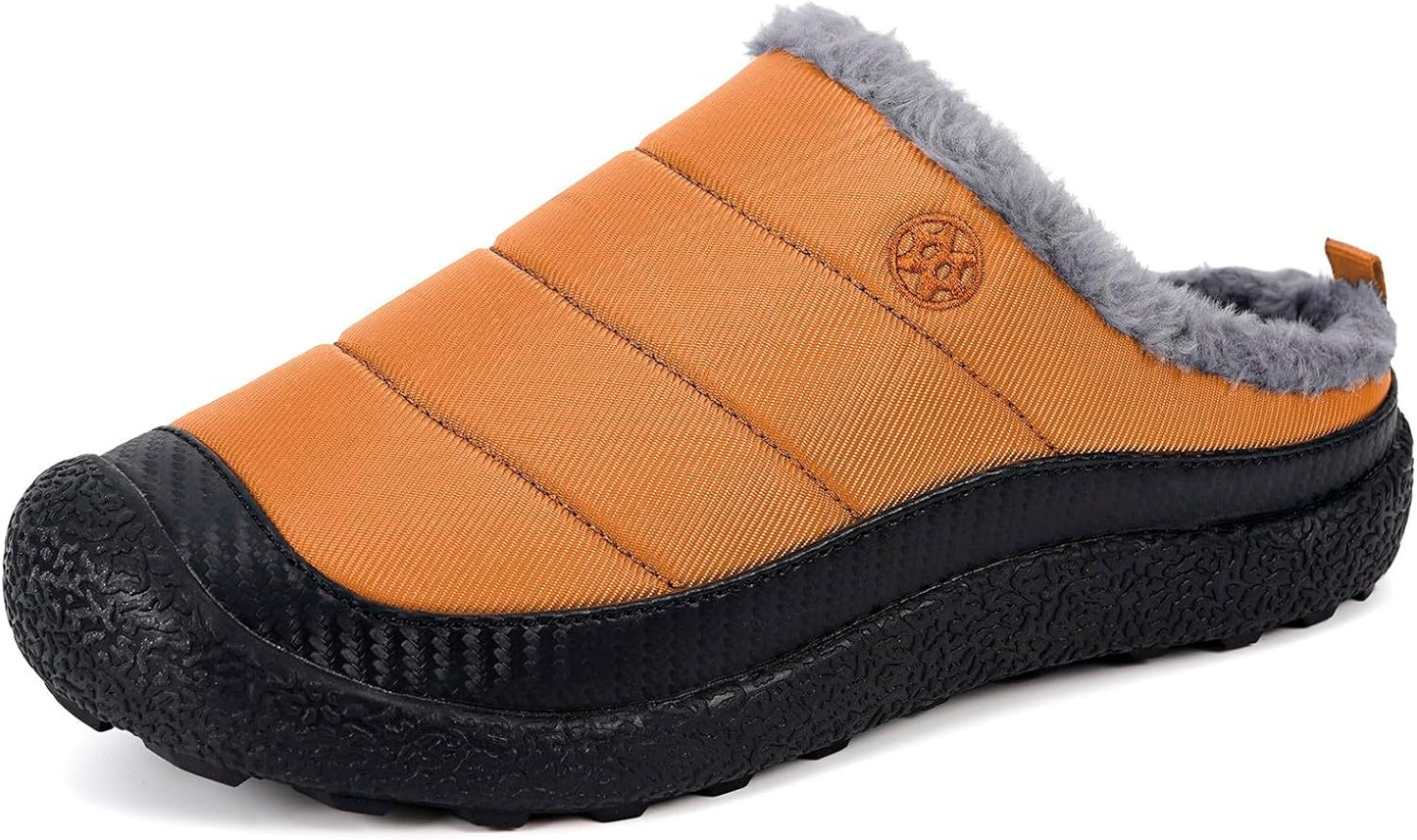 Womens Mens House Slippers Slip on Snow Winter Warm Fully Fur Lined Slippers Indoor Outdoor Shoes