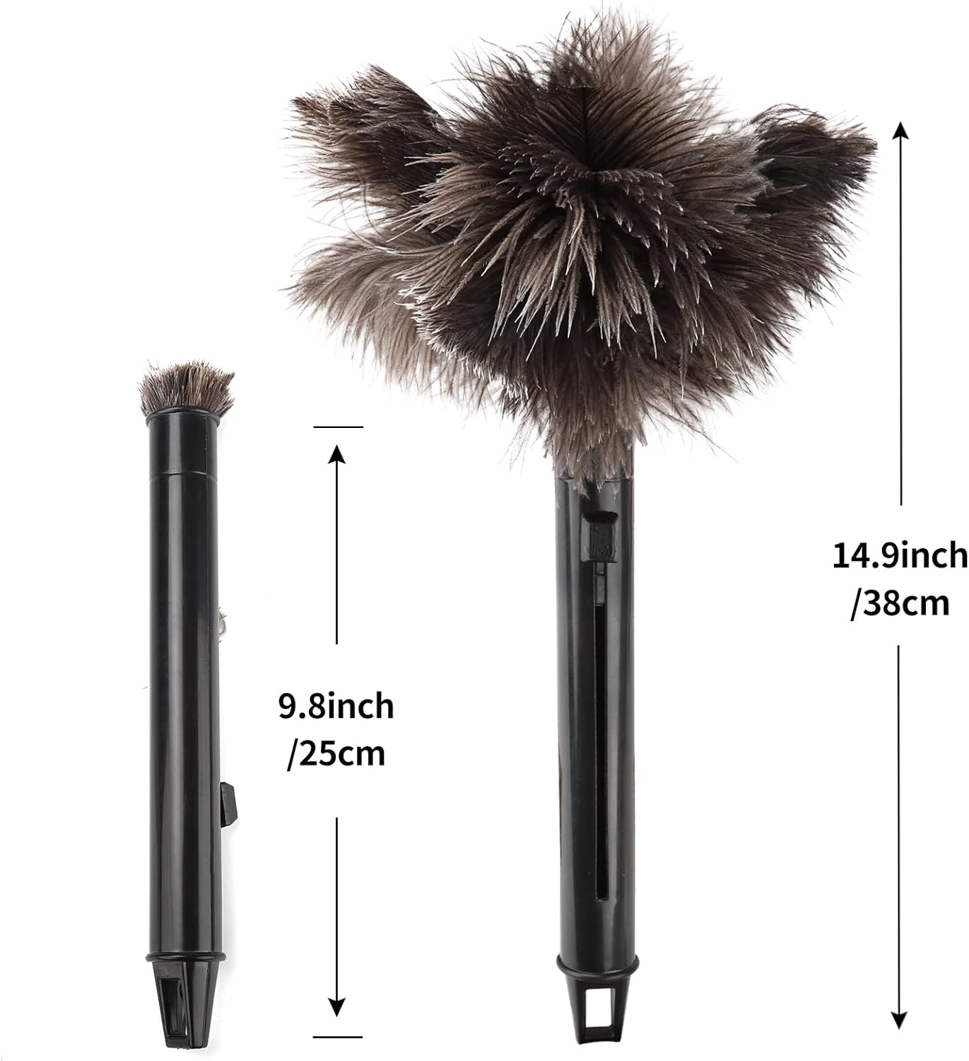 Retractable Feather Duster-Genuine Ostrich Feathers,Anti-Static,Reusable Eco-Friendly Handheld Cleaning for Keyboard,Home,Car,Office(10 to 15 Inches) 6 Pack