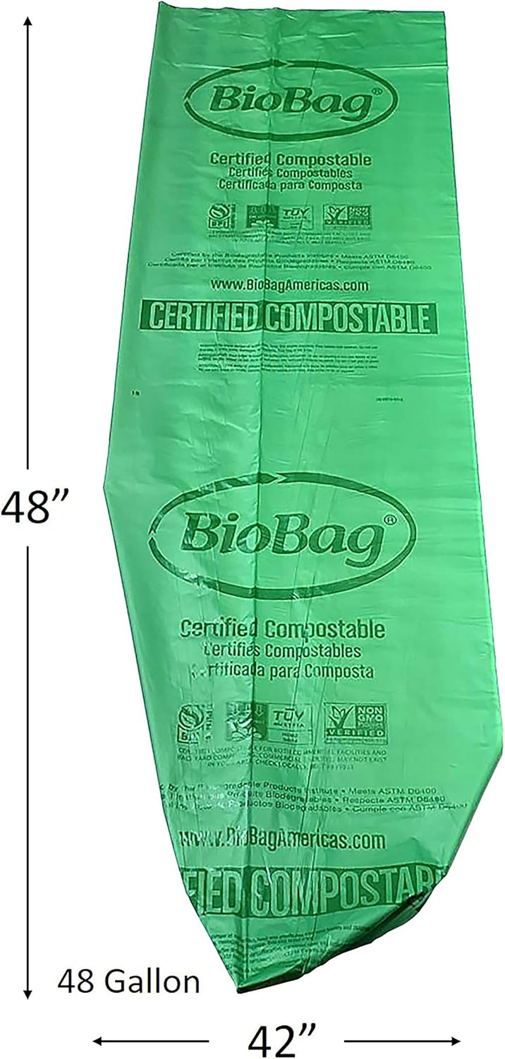 BioBag (USA) The Original Compostable Bag, 48 Gallon, 80 Count, 100% Certified Compostable Trash Bag Liners for Food Waste, Extra Strong and Durable, Trash Bag