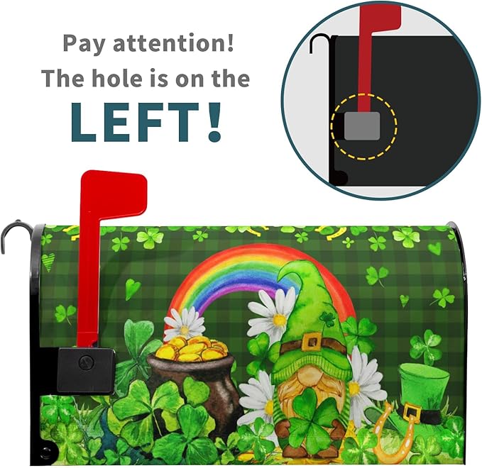 St. Patrick's Day Green Gnome Magnetic Mailbox Covers - Standard Size 21x18 Inch for Home, Outdoor, Garden