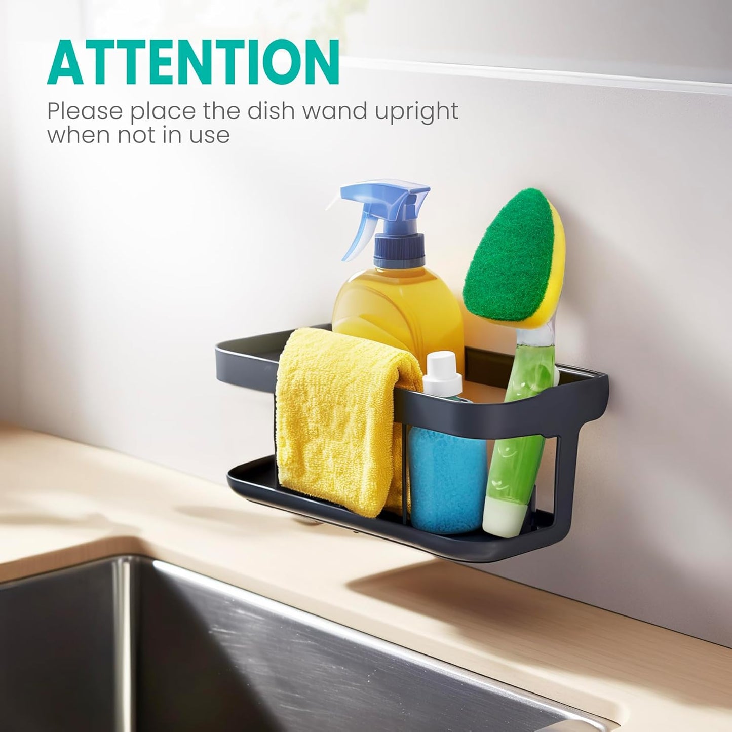 HELIME Heavy Duty Dish Wand Refills Kit with Handle, 6 Non Scratch Dishwand Refill Pack, Replacement Sponge Heads Set,Dishwashing Scrub Brush,Soap Control Dispenser Scrubbers, Dishwasher Cleaning Tool