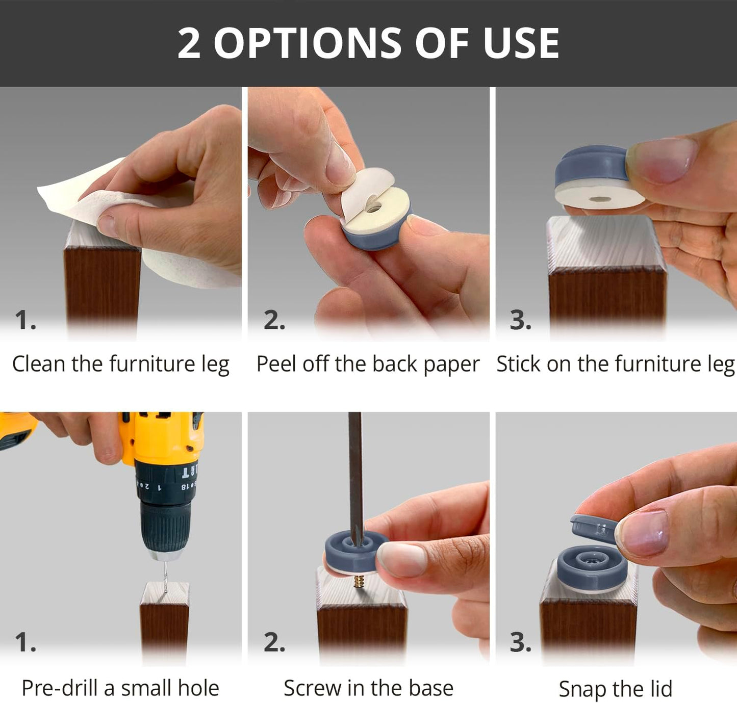 Chair Glides X-PROTECTOR – 16 PCS 1" Furniture Glides – Screw-On Chair Sliders – Premium Chair Leg Floor Protectors – Slide Furniture Effortlessly on All Floor Types with Small Furniture Sliders!