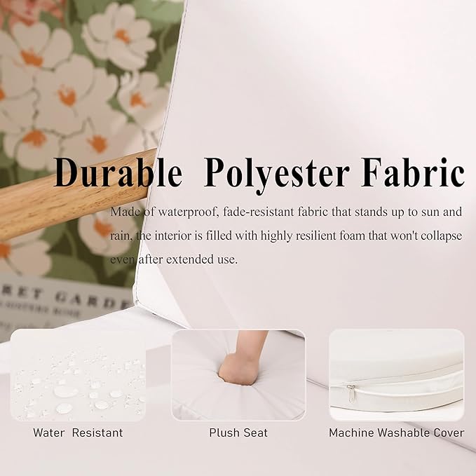 Outdoor Chair Cushions Set of 2, Waterproof Foam Patio Seat Cushions with Ties for Garden Sofa & Dining Furniture, 3-Year Color Fastness, 16x17x2 Inch, Spcie