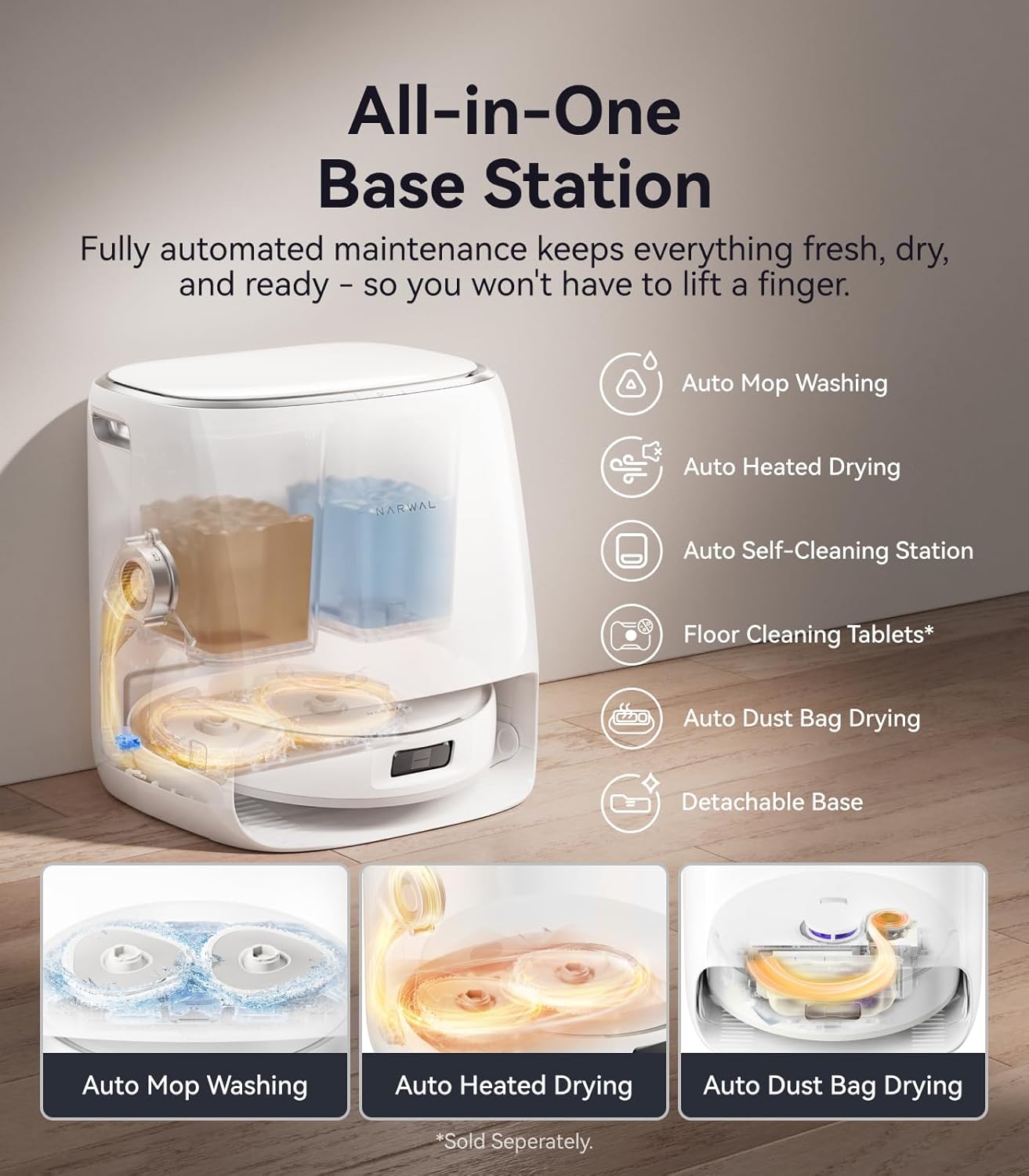 NARWAL Freo Pro Robot Vacuum and Mop Combo, Tangle Free Robot Mop, 8500Pa Powerful Suction, Self-Emptying, Auto Mop Washing, Auto Drying, Obstacle Avoidance, Ideal for Pet Hair and Hard Floor