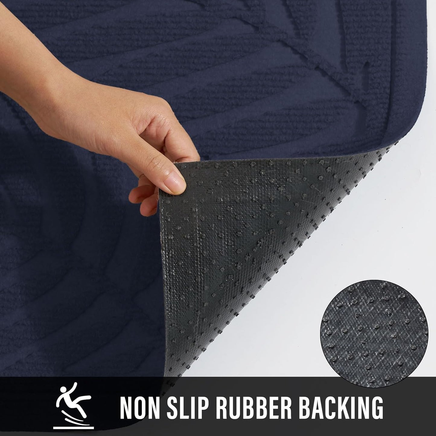 Front Door Mat, Absorbent Resist Dirt Welcome Door Mat Indoor Outdoor, Waterproof Doormat, Sturdy Non Slip Backing, Fade Resistant, Low Profile Entry Mat for Entryway, 29×17, Blue