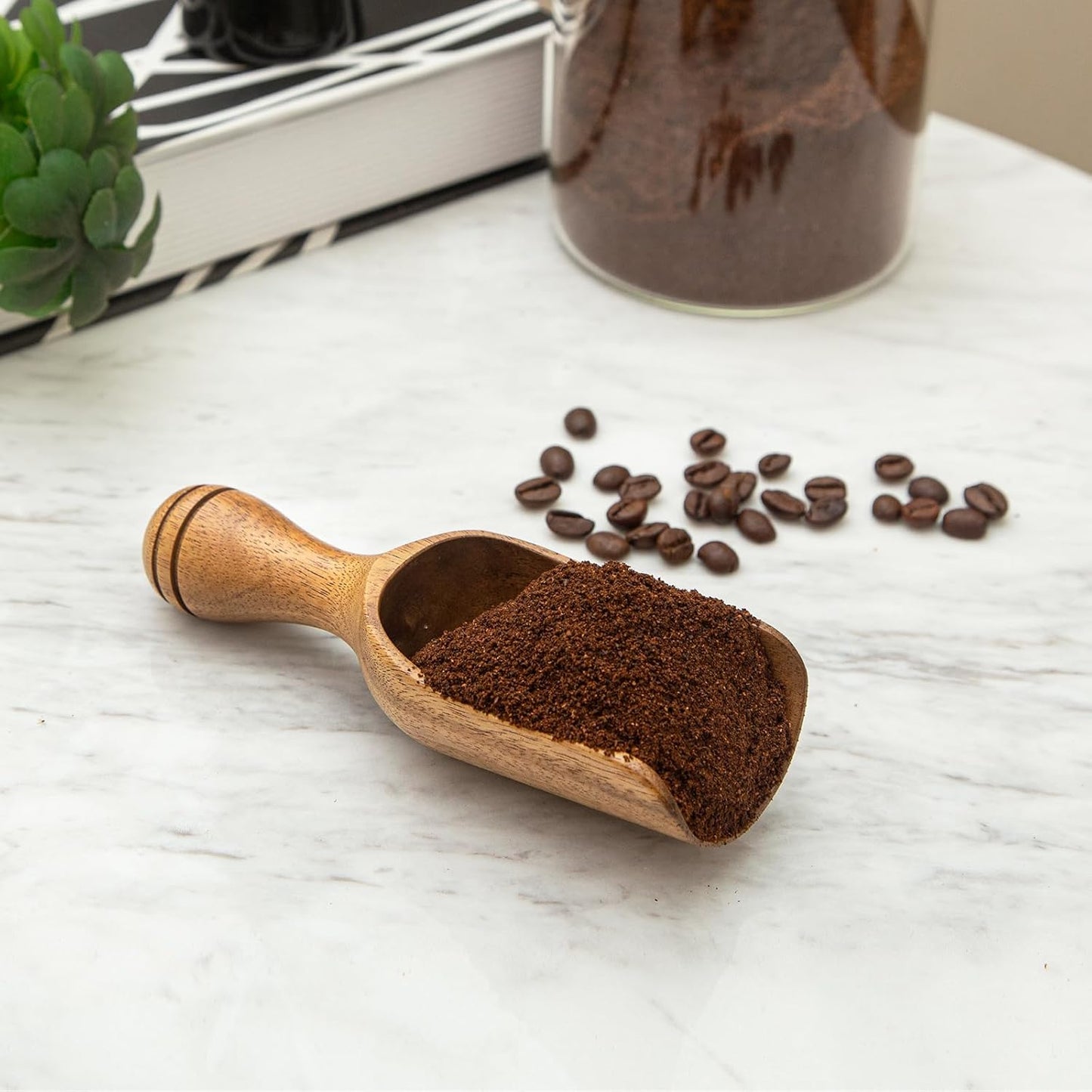 Wooden Scoops for Canisters 4PCS Wooden Scoop for Jars 4.9″Med-size Acacia Measuring Spoon for Ground Coffee Scoops Shovel Kitchen Scooping for Powder Bath Salt Laundry Detergent Shove-Multipurpose