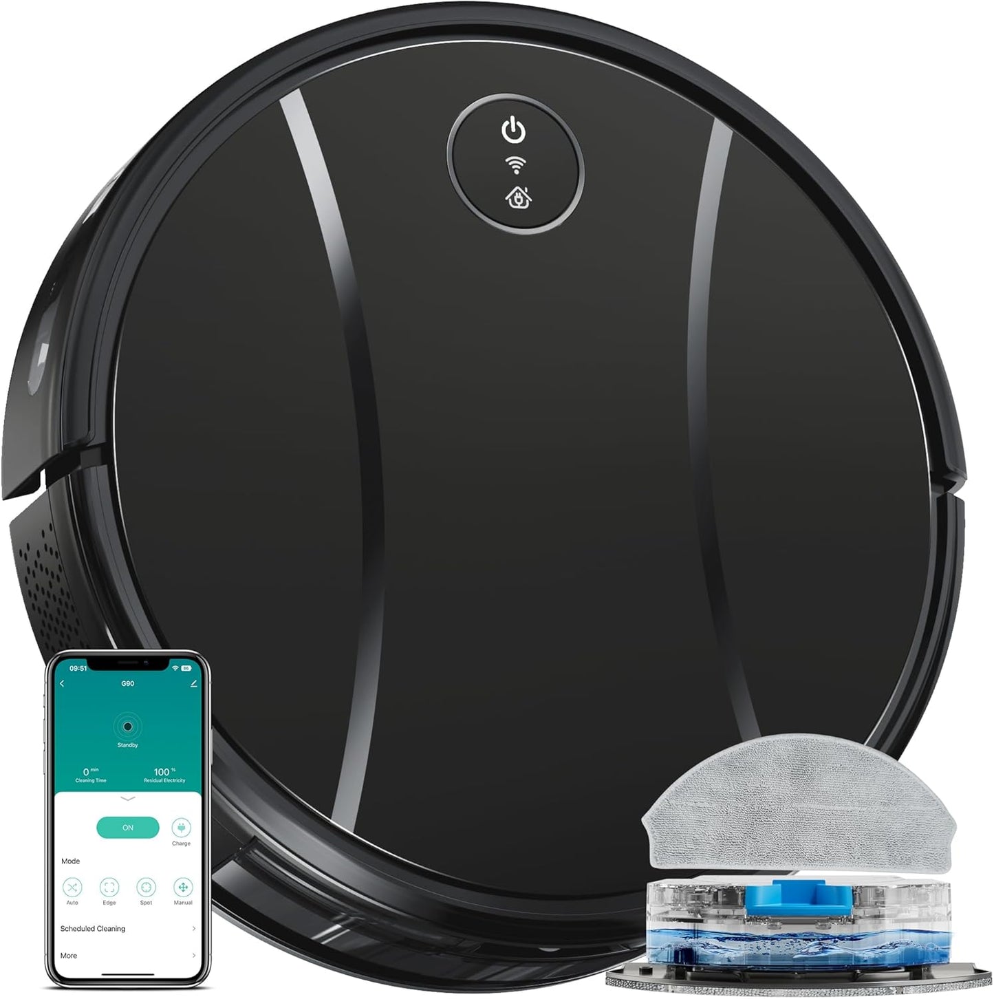 Robot Vacuum and Mop Combo,4200Pa Powerful Robotic Vacuum Cleaner with Self-Charging, Home Automatic Robot Aspiradora for Hard Floor, Low Carpet, Pet Hair, App&Voice&Remote Smart Control