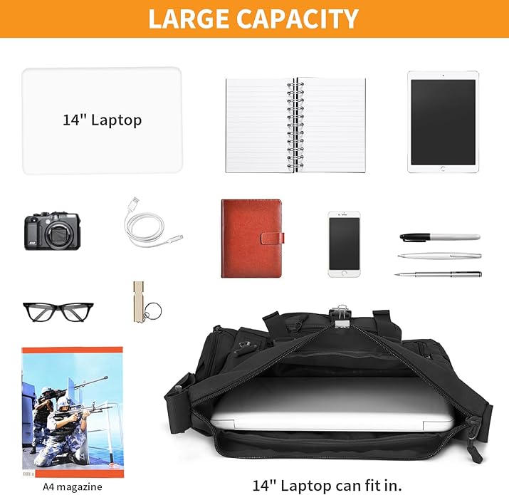 HUNTVP Tactical Messenger Bag Shoulder Bag Cross Body Bag Belt Sling Bags Laptop For Working Cycling Hunting Camping