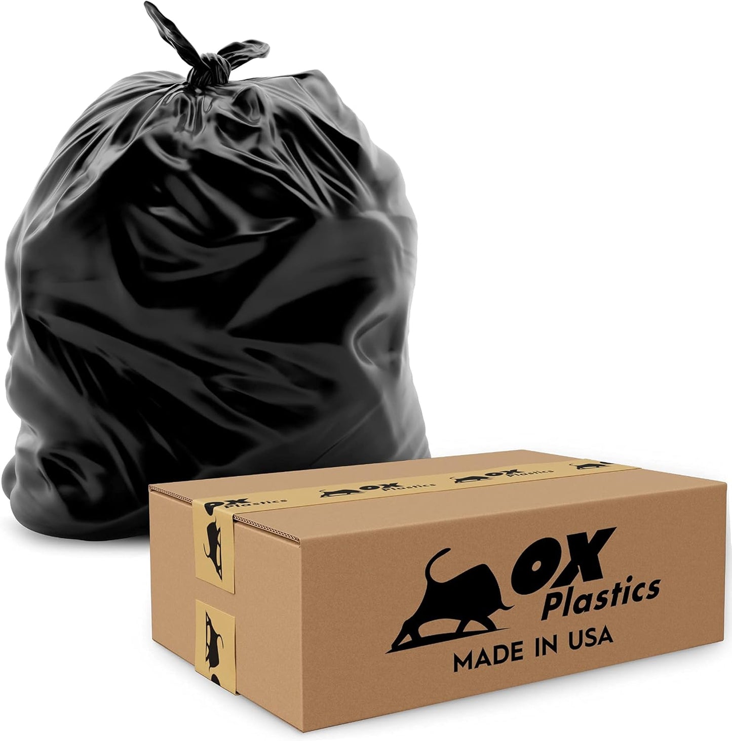 60 Gallon Trash Can Liners Bags - (100 Count) Capacity & 3mil Thick Extra Heavy Duty Strength - Large Garbage, Leak-Proof & Durable Bags Black