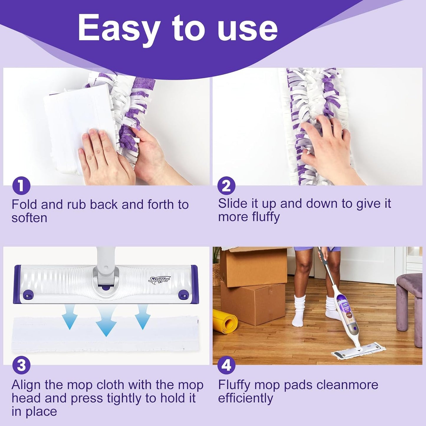 Power Mop Pads Compatible with PowerMop, Disposable Mopping Pad Refills for Cleaning, Multi-Surface Wood Floor Replacement Pads (8)