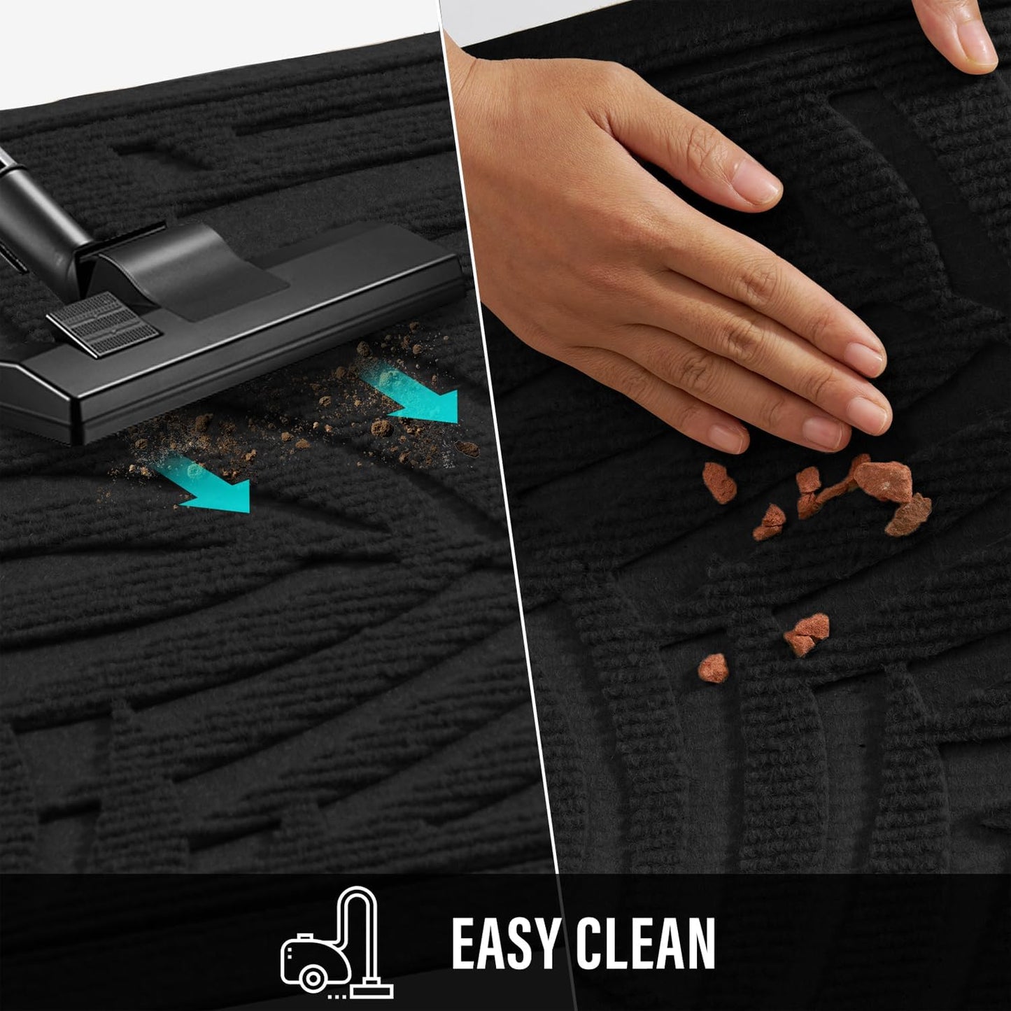 Front Door Mat, Absorbent Resist Dirt Welcome Door Mat Indoor Outdoor, Waterproof Doormat, Sturdy Non Slip Backing, Fade Resistant, Low Profile Entry Mat for Entryway, 47×32, Black