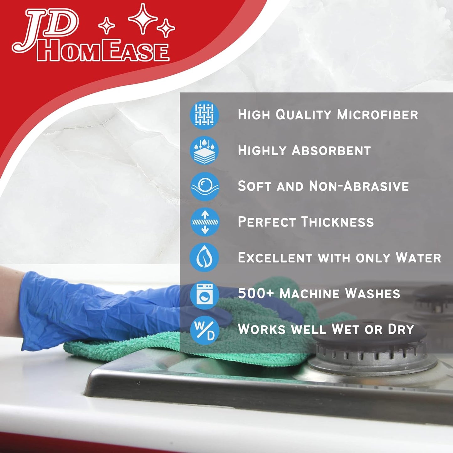 Microfiber Cleaning Cloths,24 Pack, 16"x16", All-Purpose, Softer, Highly Absorbent, Lint-Free, Reusable, Washable Pro Towels, Green, for House, Kitchen, Bathroom, Car, Office