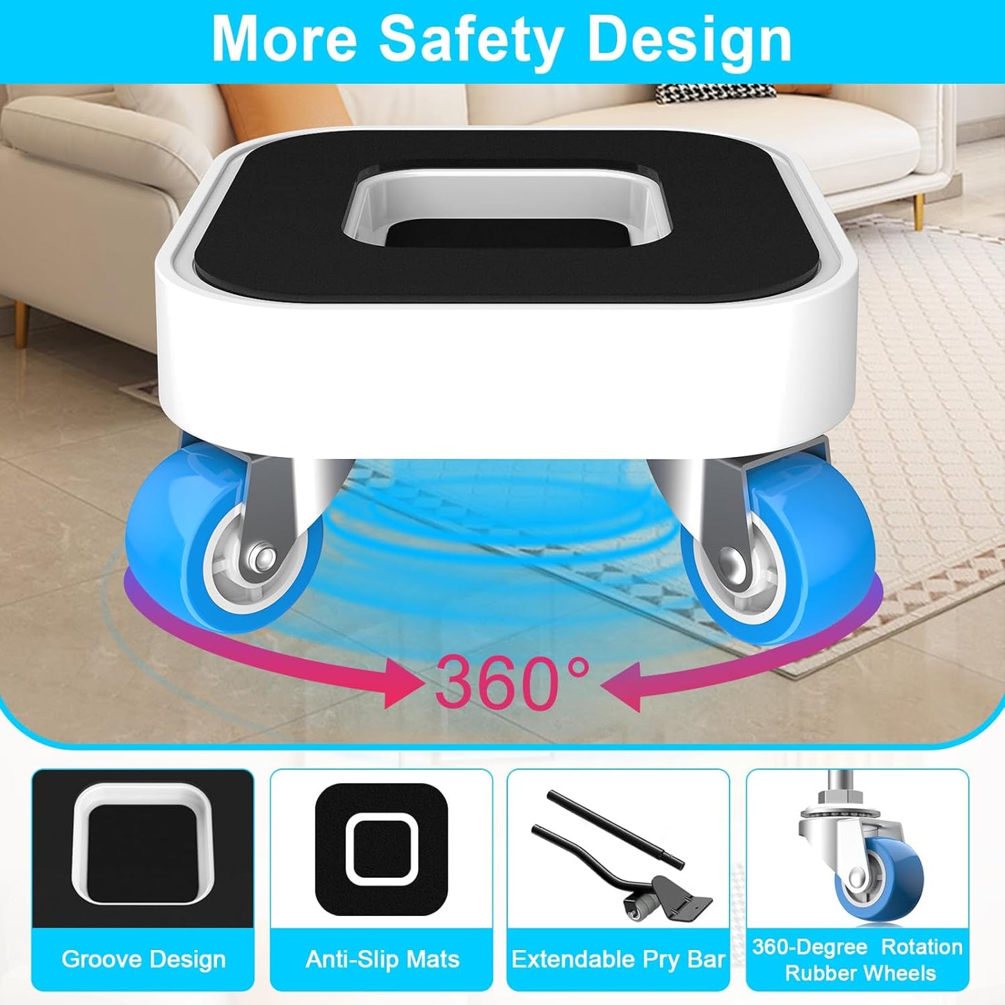 New Upgrade Furniture Sliders, Furniture Dolly with 360° Rotatable Wheels, Furniture Movers for Moving Heavy Duty Sofa, Bed, Load Capacity Up to 900lb