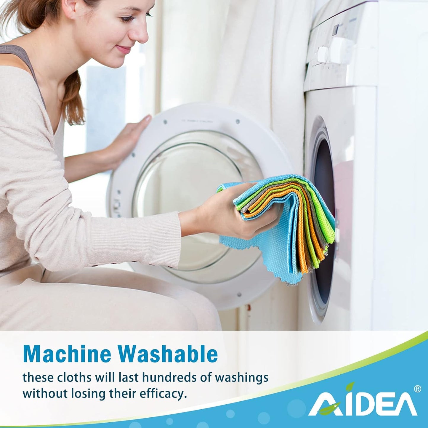 AIDEA Microfiber Glass Cleaning Cloths, 8PK, 16"x16" Premium Microfiber Glass and Window Cleaner, Lint Free Quickly Clean Windows, Glasses, Windshields, Mirrors, Stainless Steel