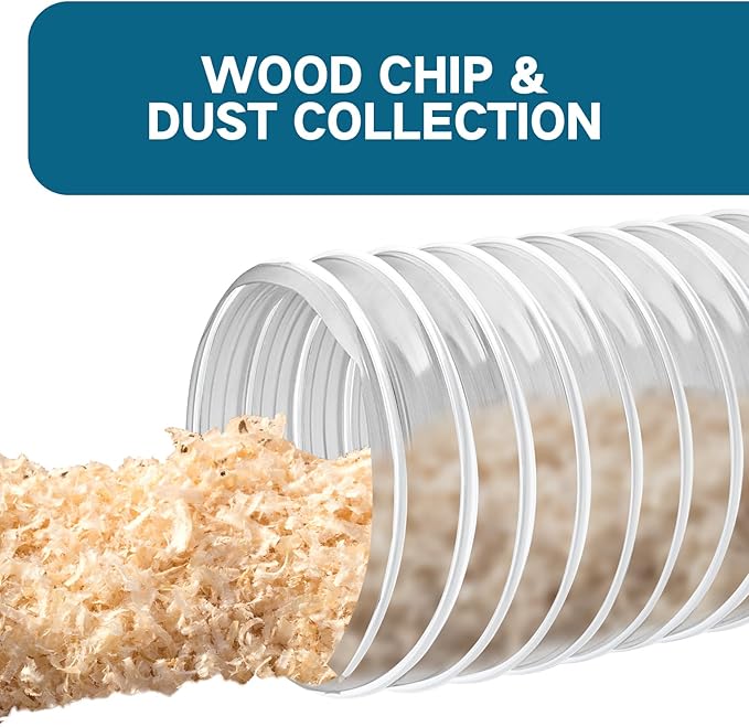 PVC Dust Collection Hose 6" x 5'- Heavy PVC Fume Collection Hose for Workshop, Woodworking, Dust Collection Systems