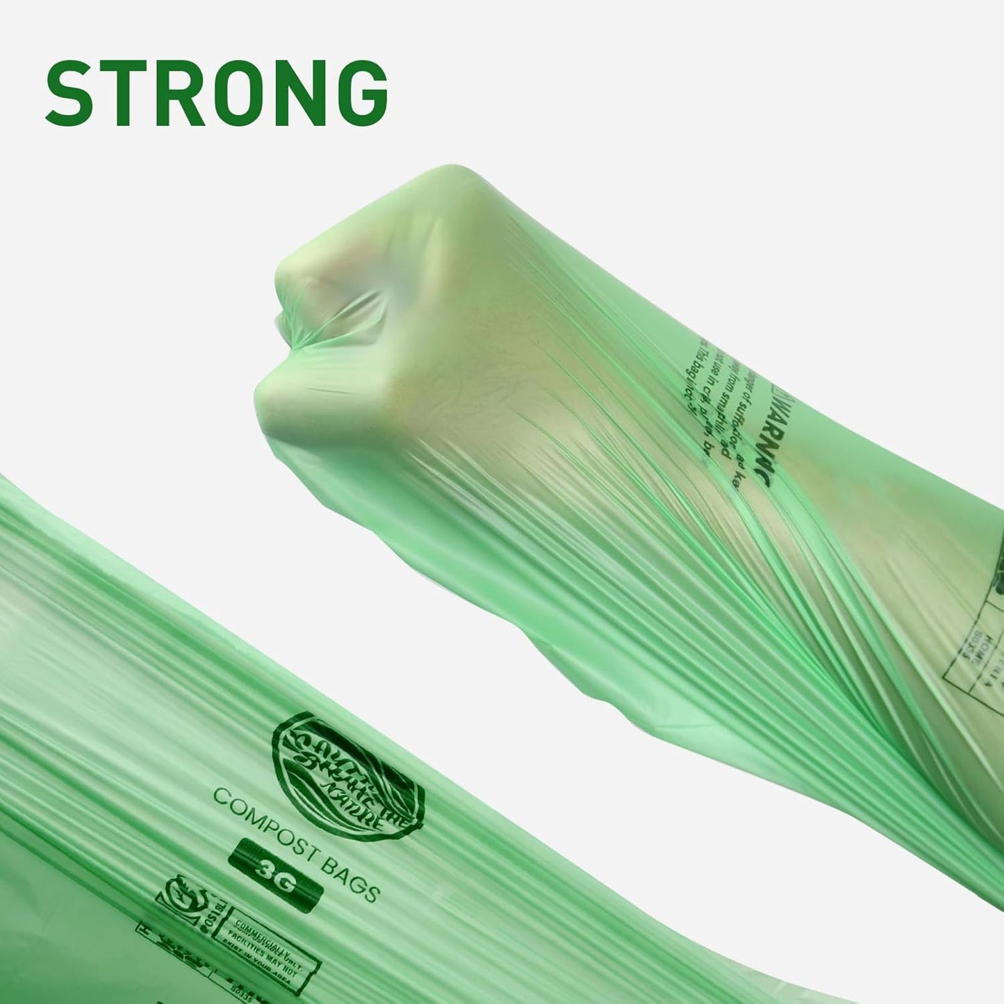 RAYTID 150 Counts 1.6 Gallon (1.6-1.75-2 Gal) Compost bin kitchen Bags, Fit 4.5,6,7,8 Liters,Strong compost bags for countertop bin,ASTM D6400, US BPI and Europe OK compost HOME certified