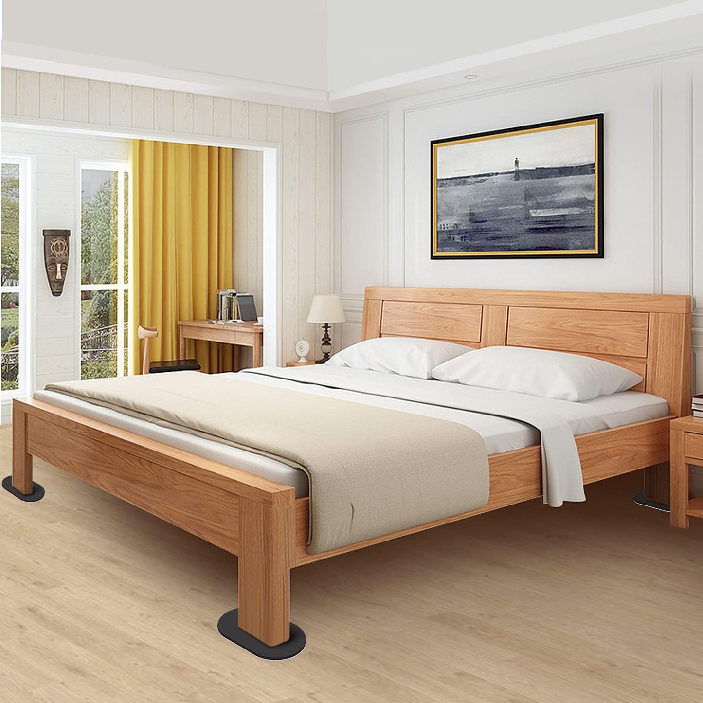 Ezprotekt 8 Pack Reusable Large Furniture Movers Sliders for Carpet and Hardwood Floors, 9-1/2" x 5-3/4" Oval Heavy Duty 4 Pcs Felt Sliders Hard Surfaces - 4 Pcs Plastic Furniture Pad Carpet (Beige)