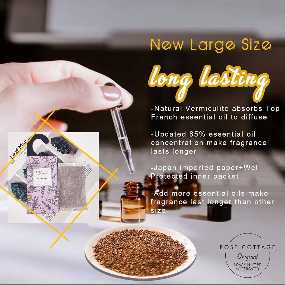 ROSE COTTAGE Large 12 Packs Vanilla Hanging Closet Air Freshener Scented Sachets Long Lasting Smell Goods