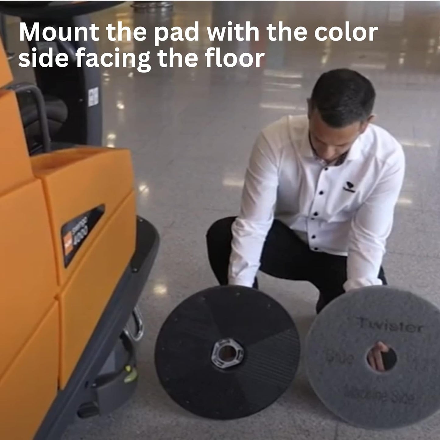 Diversey DDT800354 TASKI Twister Intellipad Diamond Coated Floor Machine Cleaning Pad, Made in USA, Burnish to High Super Gloss Finish, Grey/Brown, 24-inch (Pack of 2)