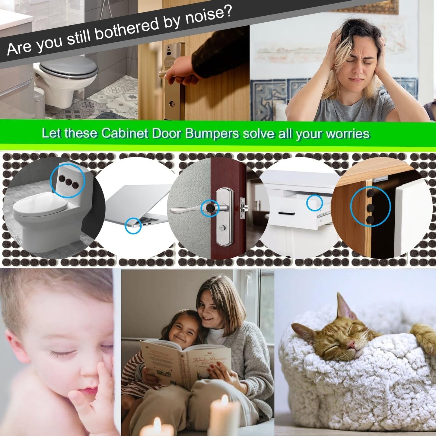 Furnigear Felt Pads Small 3/8" Felt Pads for Cabinet Doors Bumpers, Cabinet Cushion Dots Felt Cabinet Door Stops, Self Adhesive Thick Bumper Pads to Protect Surfaces -Anti Scratch 234 Pcs Round Brown