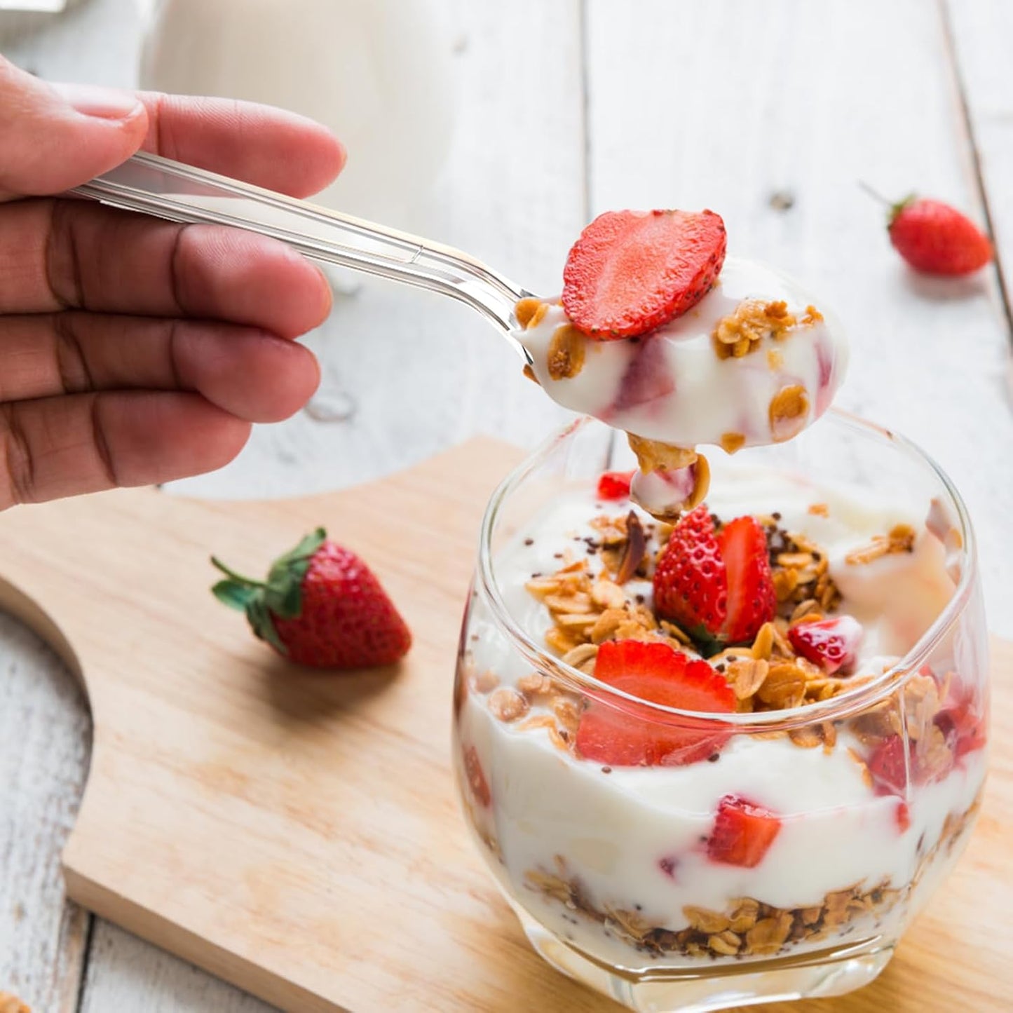 360 Count Extra Heavy Duty Clear Plastic Forks and Spoons, 180 Forks & 180 Spoons, Heat Resistant, Disposable Plastic Silverware Set