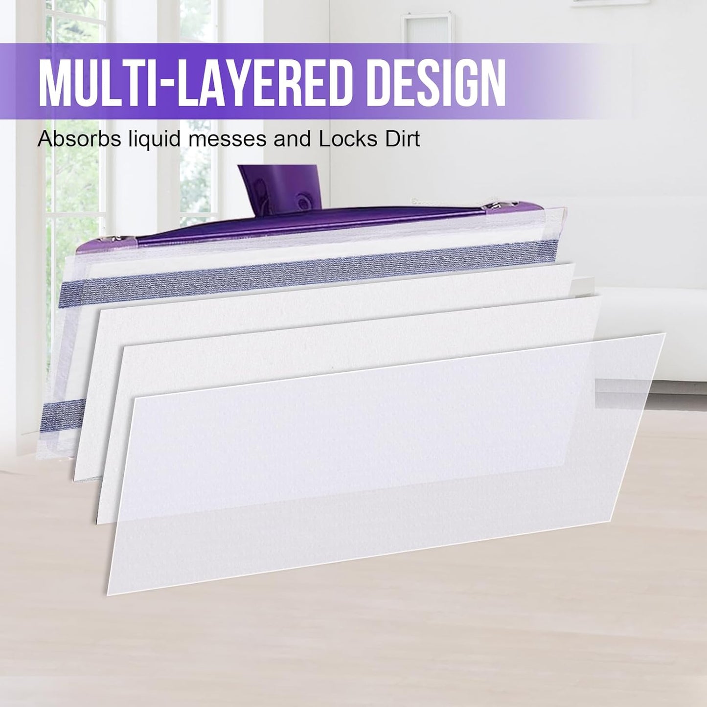 Mopping Pad Refill Compatible with Wet Jet Mop, Disposable Multi Surface Wetjet Hardwood Floor Cleaner Spray Mop Pads Refills, Thickness & Absorbent (60)