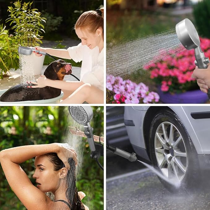 2025 Upgraded Camping Shower Kit, Portable Shower for Camping, Ultra High Pressure Outdoor Shower with LED Display, 6000mAh Lightweight 4 Mode Camping Pump for Hiking, Backpacking, RV Travel, Car, Pet