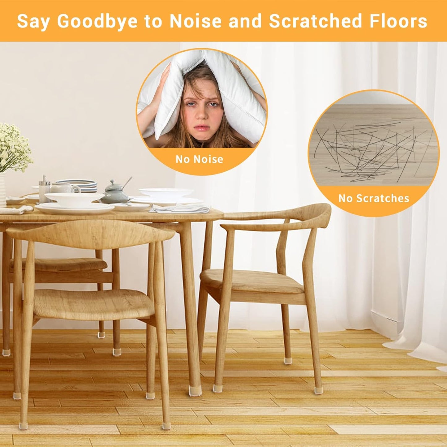 32 Pcs Extra Small Chair Leg Floor Protectors, Silicone Chair Leg Protectors for Hardwood Floors, High Elastic Chair Leg Caps, Chair Leg Covers Protect Wooden Floors from Scratching, Thick, Won't Tear