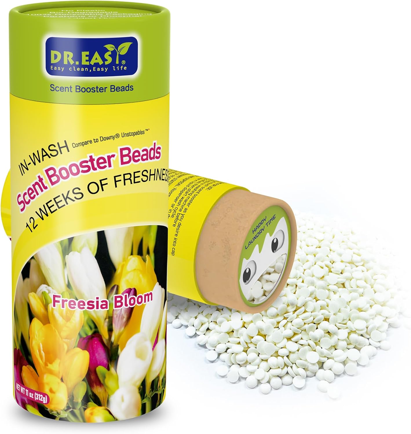 DR.EASY Laundry Scent Boosters 312g,Freesia Bloom Scent Boosters for Washer，Bulk Laundry Booster Beads and fabric scent booster，Fresh Scented Clothes fo 12 Weeks