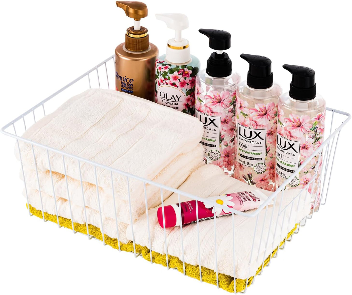 Wire Storage Baskets, Upright Freezer Organizer Bins - 3 Pack Freezer Baskets, Pantry Baskets For Kitchen Cabinets, Pantry, Closets, Bathroom, Office, White