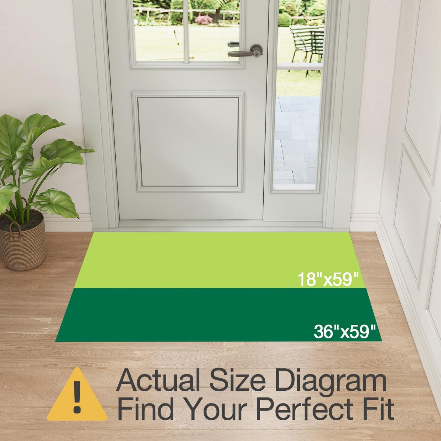 LUMI Ultra Thin Door Mat for Entryway,18"x59" Low Profile Non Slip Rubber Backing Indoor Doormat, Easy Clean Welcome Entrance Mat for Inside House, Patio,Light Grey