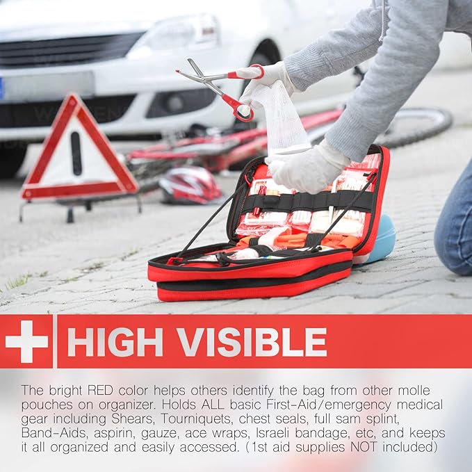 WYNEX Tactical Large Admin Pouch of Double Layer Design, Molle EDC EMT Utility Pouch with Map Sleeve Modular Tool Pouch Large Capacity Flag Patch Included