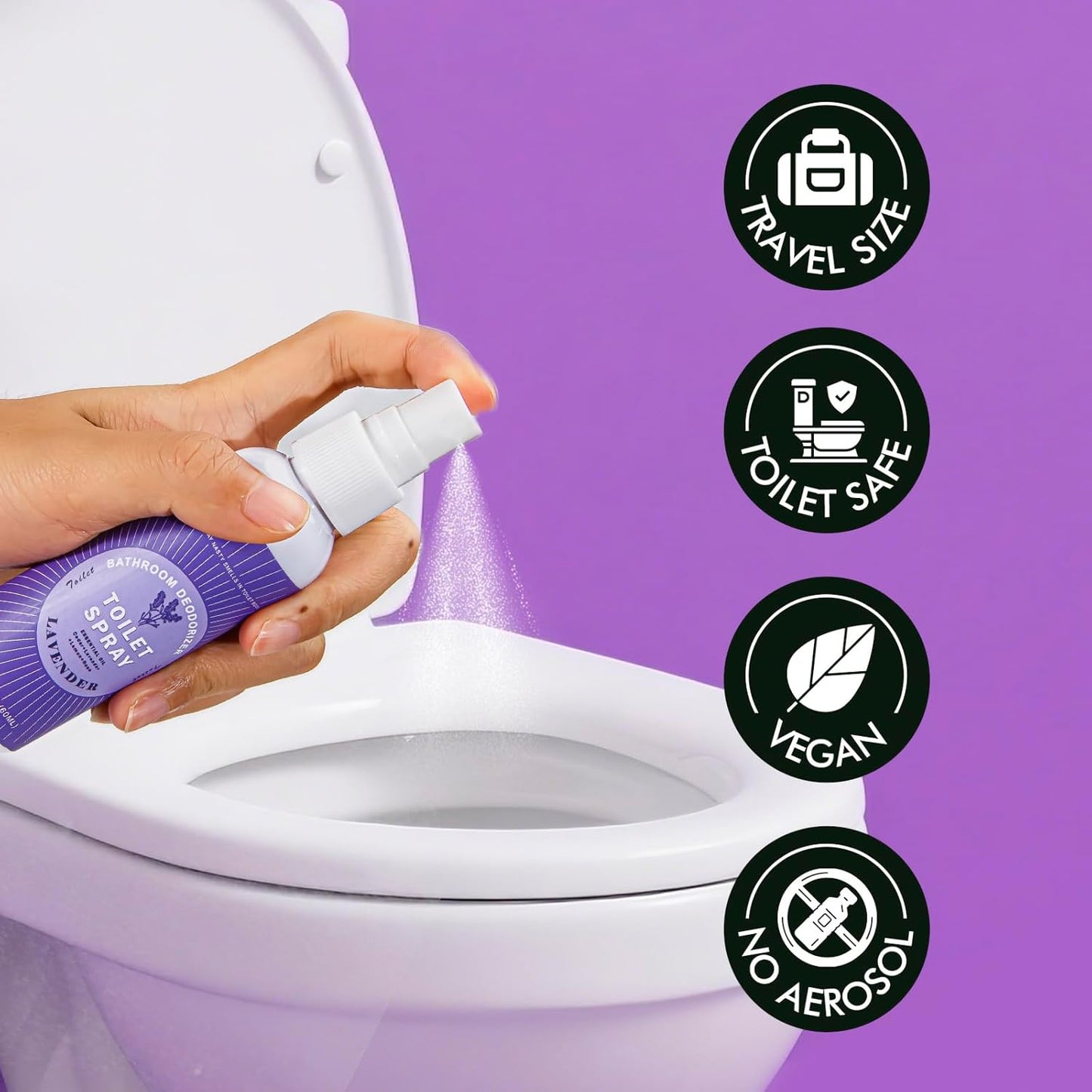 Toilet Spray Travel Size Lavender, Air Freshener Bathroom Spray, Up to 240 Uses, 2 Pack