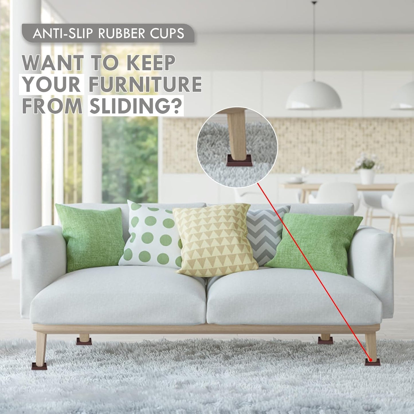 Non Slip Furniture Pads, 1.5” Round Rubber Caster Cups, 4 Pcs Furniture Coasters, Anti-Slip Gripper, Anti Slide Furnitures Feet Floor Protectors for Bed Couch Stoppers - Brown