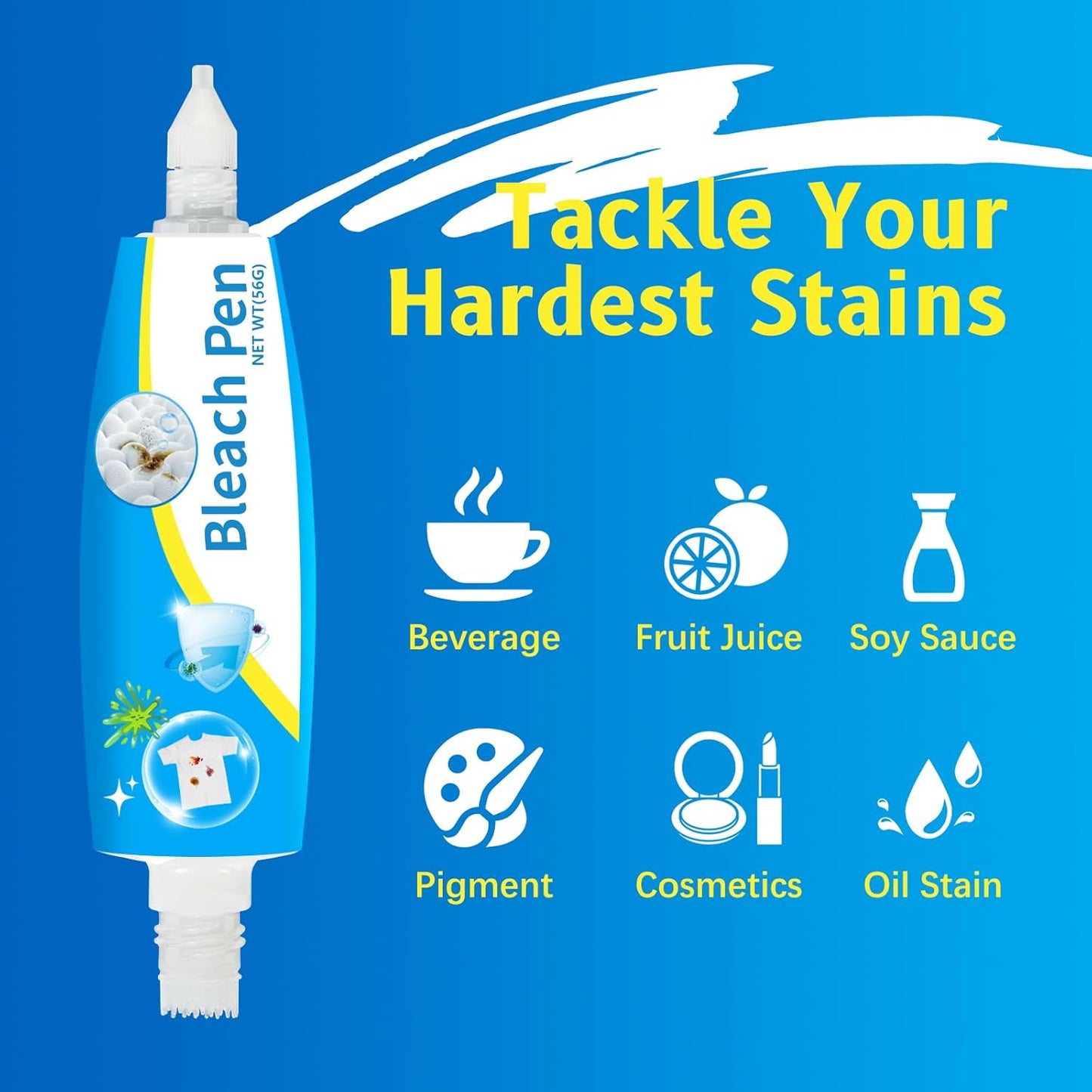 Bleach Pen，Bleach gel for Clothing, Portable bleach pen，More effective stain removal，Accessories,Instantly Remove New Stains(2pcs)