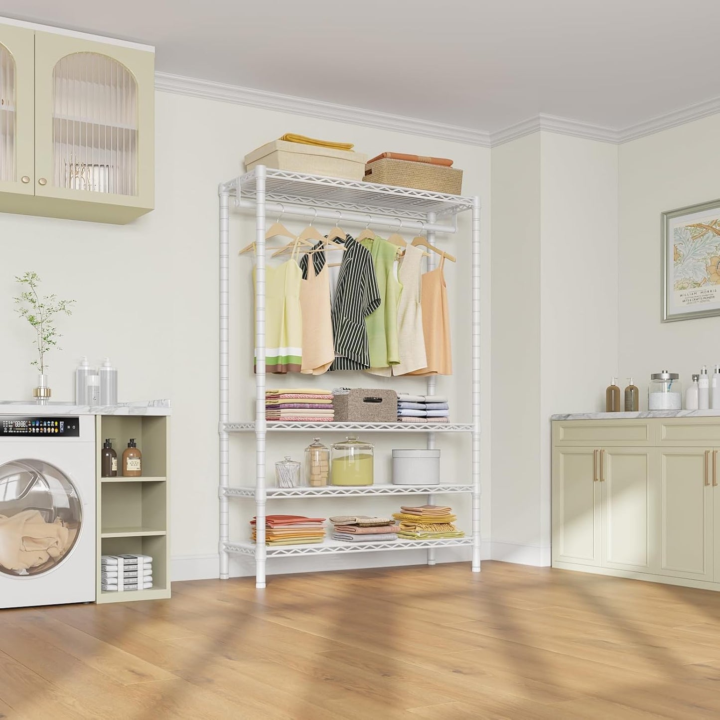 VIPEK V1 Wire Garment Rack 4 Tiers Heavy Duty Clothes Rack for Hanging Clothes Freestanding Closet Clothing Rack with 4 Adjustable Shelves, 35.4" L X 15.7" W X 70.9" H, Max Load 500LBS, White